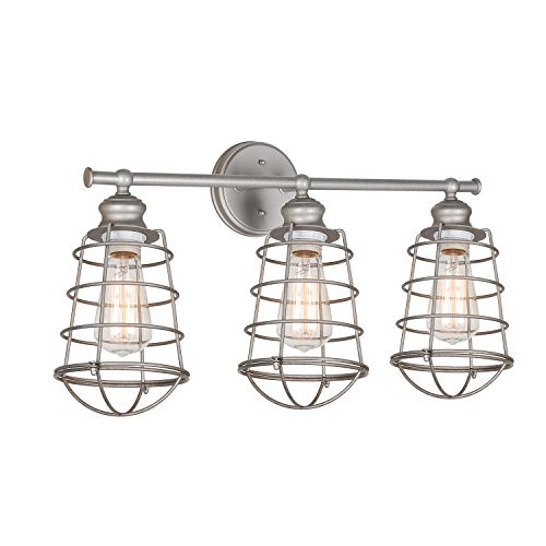 Design House 519728 Ajax 3 Light Vanity Light, Galvanized Steel Finish | Amazon (US)