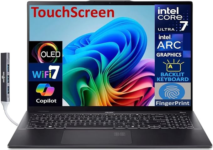 acer Swift 16 AI Laptop Copilot + PC 16.0" Touch OLED 2.8K Display (Intel Ultra 7-256V (Beats i9-... | Amazon (US)