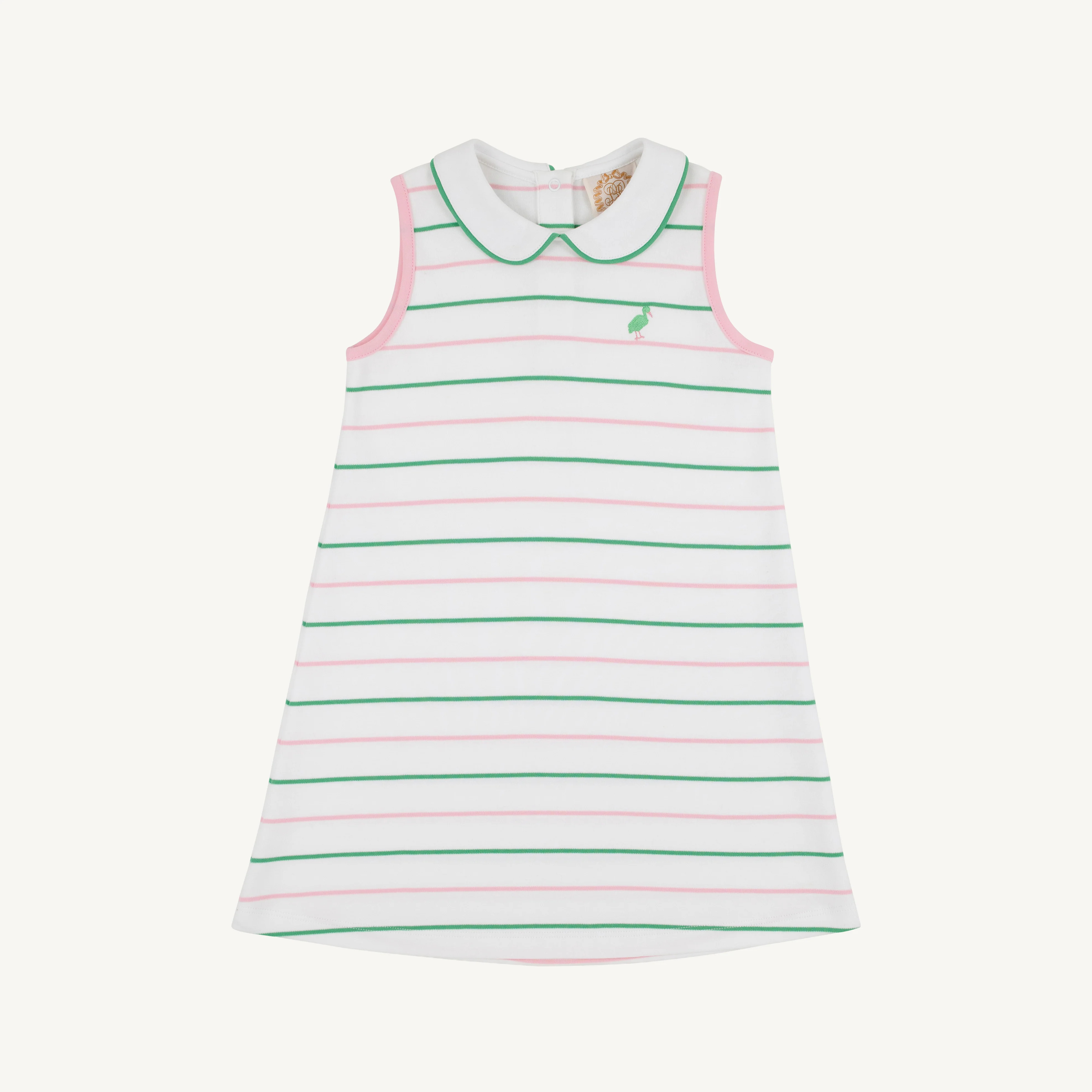 Sleeveless Maude's Peter Pan Collar Dress - Tradd Street Stripe with P | The Beaufort Bonnet Company