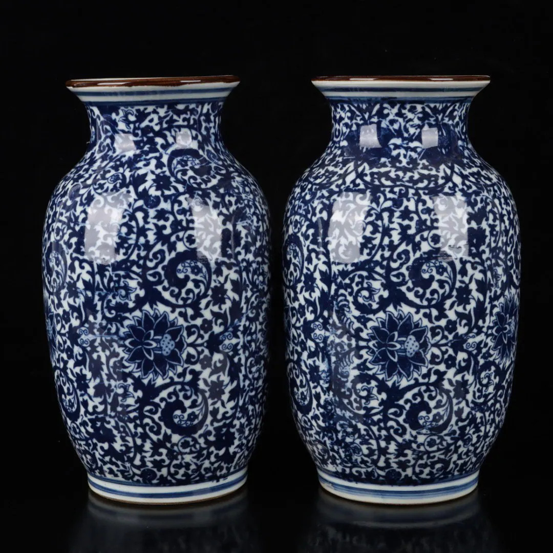 A Pair of Chinese Antique Hand-painted Exquisite Rare Blue and White Wax Gourd Vases With Yanglia... | Etsy (US)