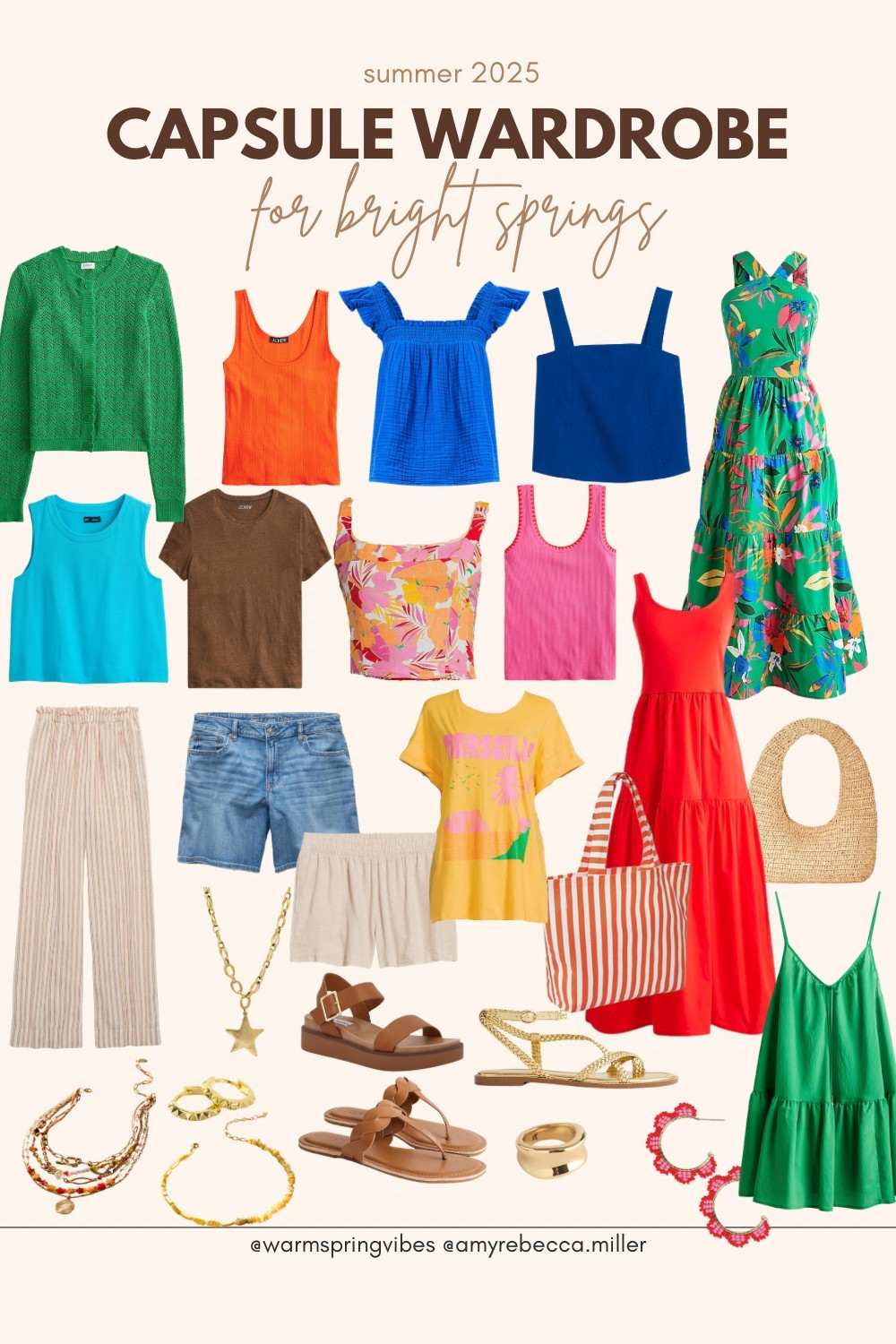 Colorful Capsule Wardrobe Summer 2025

Capsule Wardrobe for Bright Springs 

I started creating these seasonal capsule wardrobes because I love the idea of a curated collection of clothes, but when searching for inspiration, everything I found was full of neutrals. As a Spring myself, I wanted colorful options. 

I hope these capsules show you that you don’t have to lean on black and white to have a versatile wardrobe ❤️ 

#springpalette #hocspring #warmspring #truespring #brightspring #lightspring #bluespring #paintboxspring #brightwinter #capsulewardrobe #summerstyle #summercapsulewardrobe

#LTKSeasonal #LTKOver40 #LTKSummerEdit