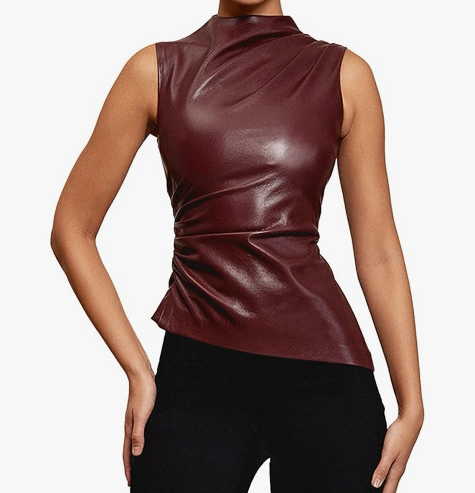 
Women's PU Leather Tank Top Mock Neck Y2k Ruched Party Sleeveless Leather Tops

#LTKSeasonal #LTKStyleTip #LTKOver40