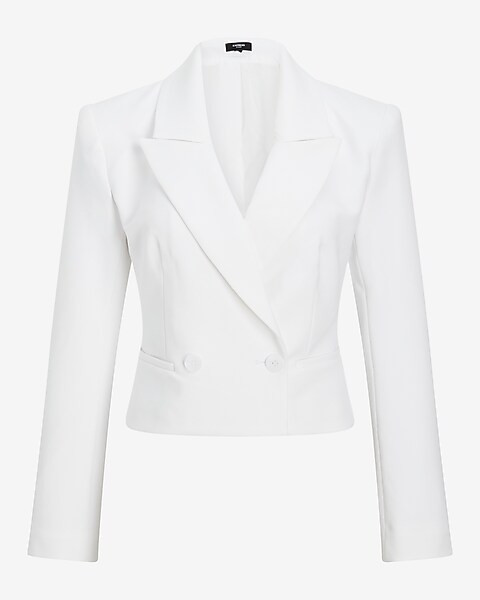 Stylist Peak Lapel Double Breasted Cropped Blazer | Express