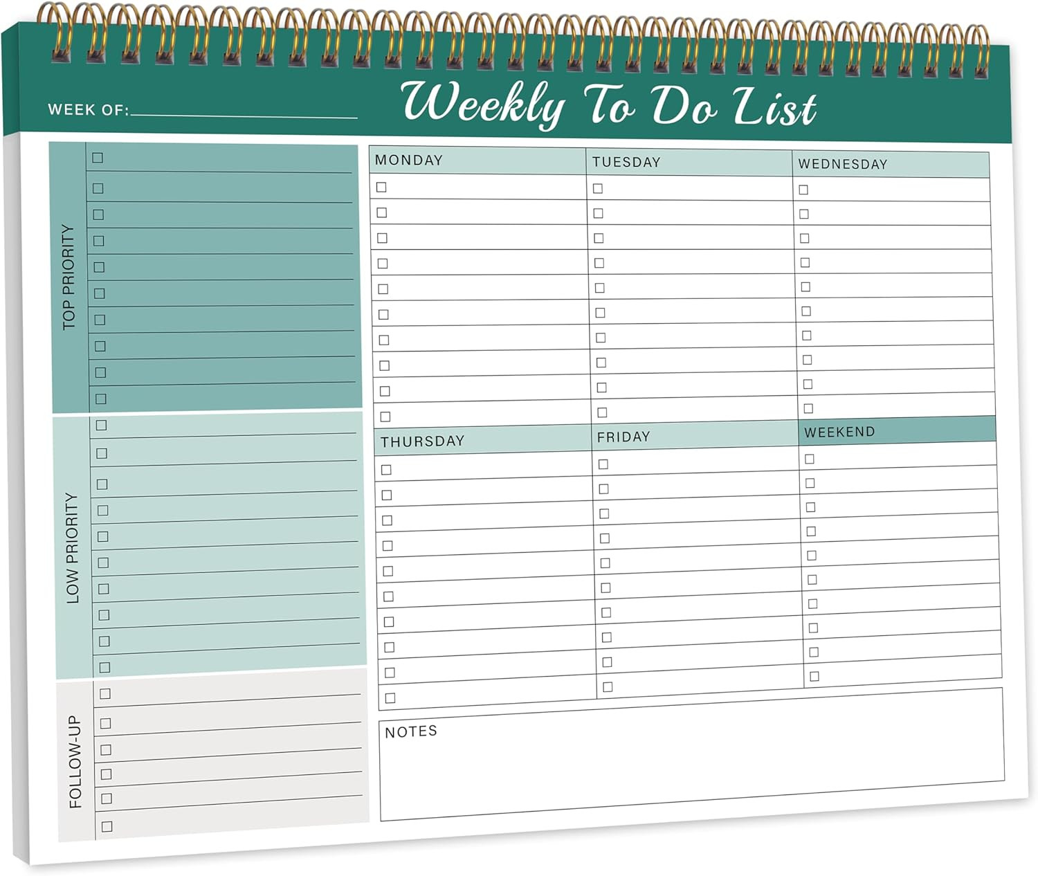 Kamoy Weekly To Do List Notepad with 52 Undated Sheets（8.5"×11"）- Undated Weekly Desk Planne... | Amazon (US)