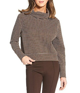 Addison Bay Everyother Day Gingham Print Turtleneck Long Sleeve Pullover - XS | Dillard's