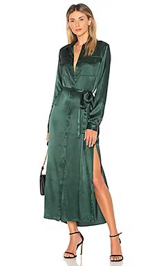 L'Academie The Long Sleeve Shirt Dress in Emerald from Revolve.com | Revolve Clothing (Global)
