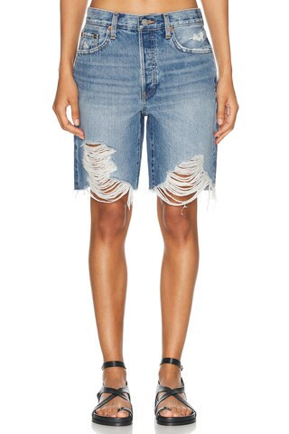RE/DONE Loose Long Short in Denim-Medium | FWRD 