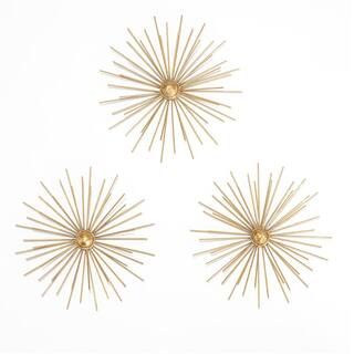 9.5 in. x 27 in. Cabers Metallic Gold Starbursts Metal Wall Art | The Home Depot