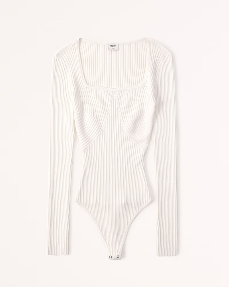 Long-Sleeve Squareneck Sweater Bodysuit | Abercrombie & Fitch (US)