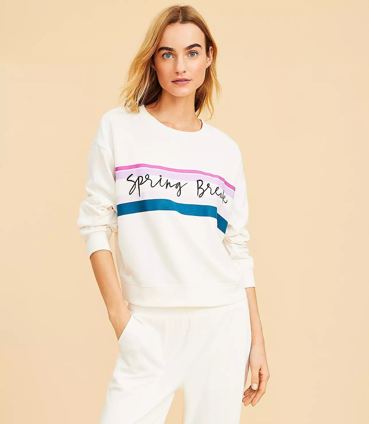Lou & Grey Spring Break Cozy Cotton Terry Sweatshirt | LOFT