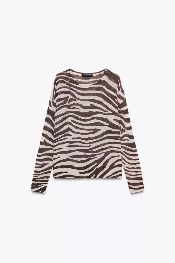 Basic sweater with round neck and long sleeves. | Zara US