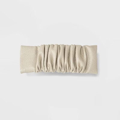 Rouched Faux Leather Barrette Hair Clip - A New Day™ Ivory | Target