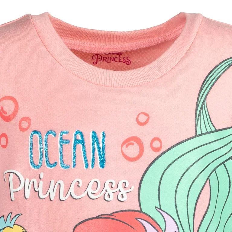 Disney Princess Ariel Little Girls French Terry Dress Toddler to Big Kid | Walmart (US)