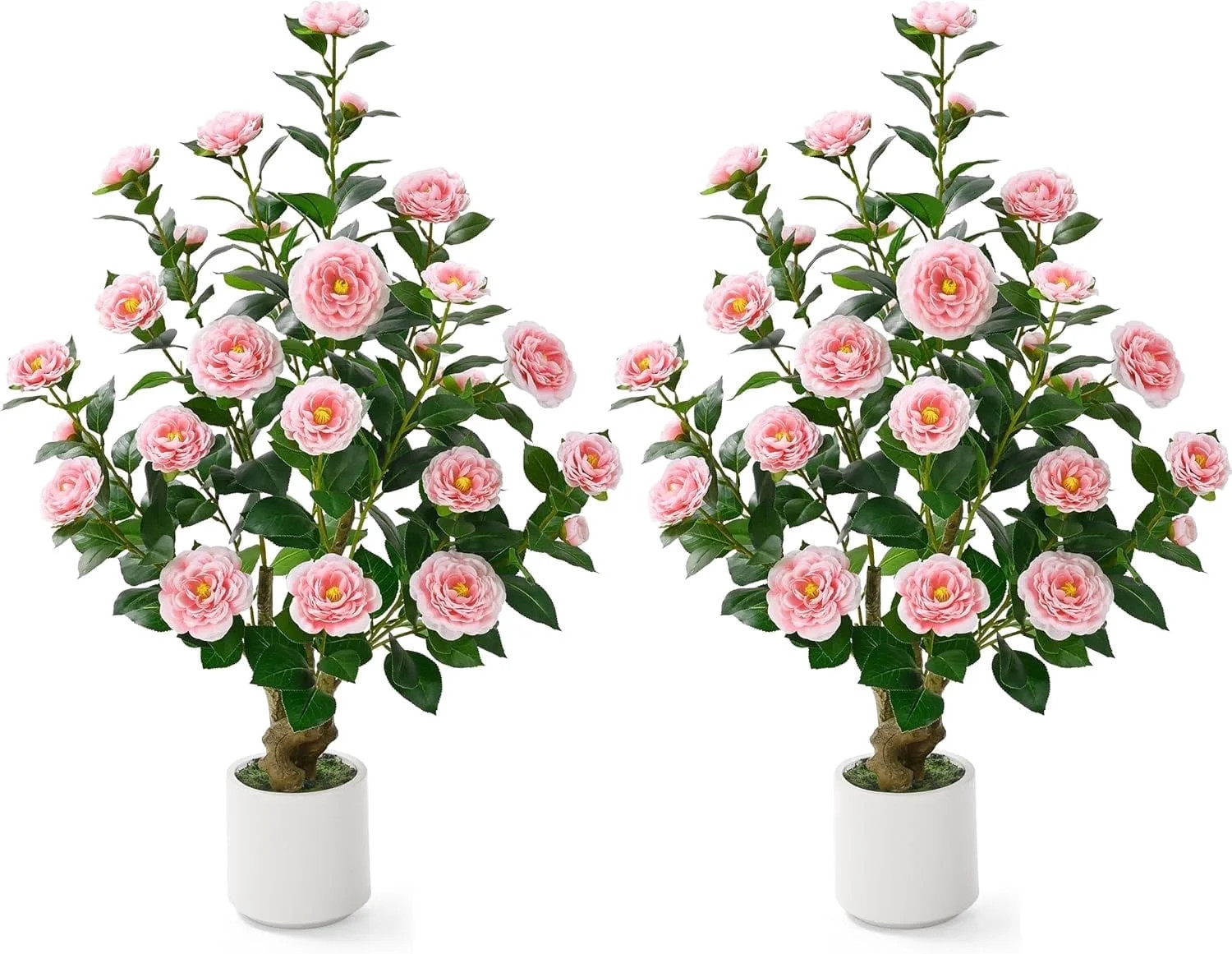 Lyacmy 3FT 2 Pack Pink Camellia Artificial Tree in Pot, Artificial Plants Indoor Outdoor for Home... | Walmart (US)