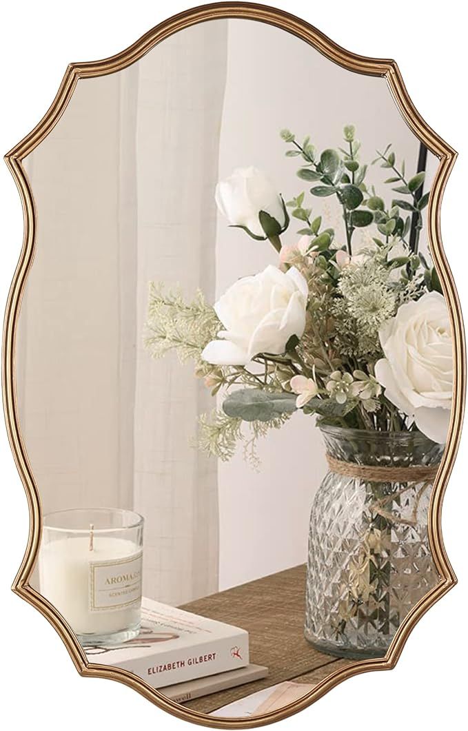 Wall Mirror in Vintage Golden - Decorative Metal Frame, 20x30 Inch Accent Mirror, Wall Mounted Mi... | Amazon (US)