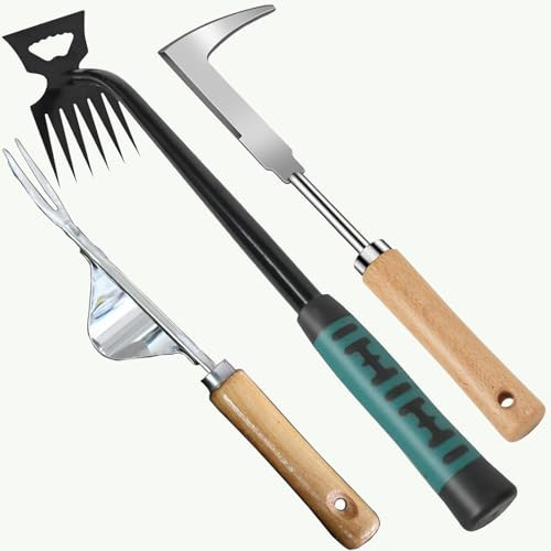 2025 Weed Puller Tool,Crack Weeder Tool, Stainless Steel Crevice Weeding Digger Tool, Paving Brick Moss Removal,6 Teethes Dual Purpose Hand Weeder Tool for Yard Garden, Lawn Edger and Driveway(3 Pcs) | Amazon (US)