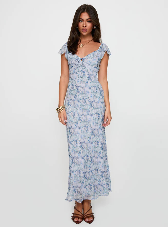 Dahleia Maxi Dress Blue Paisley | Princess Polly US