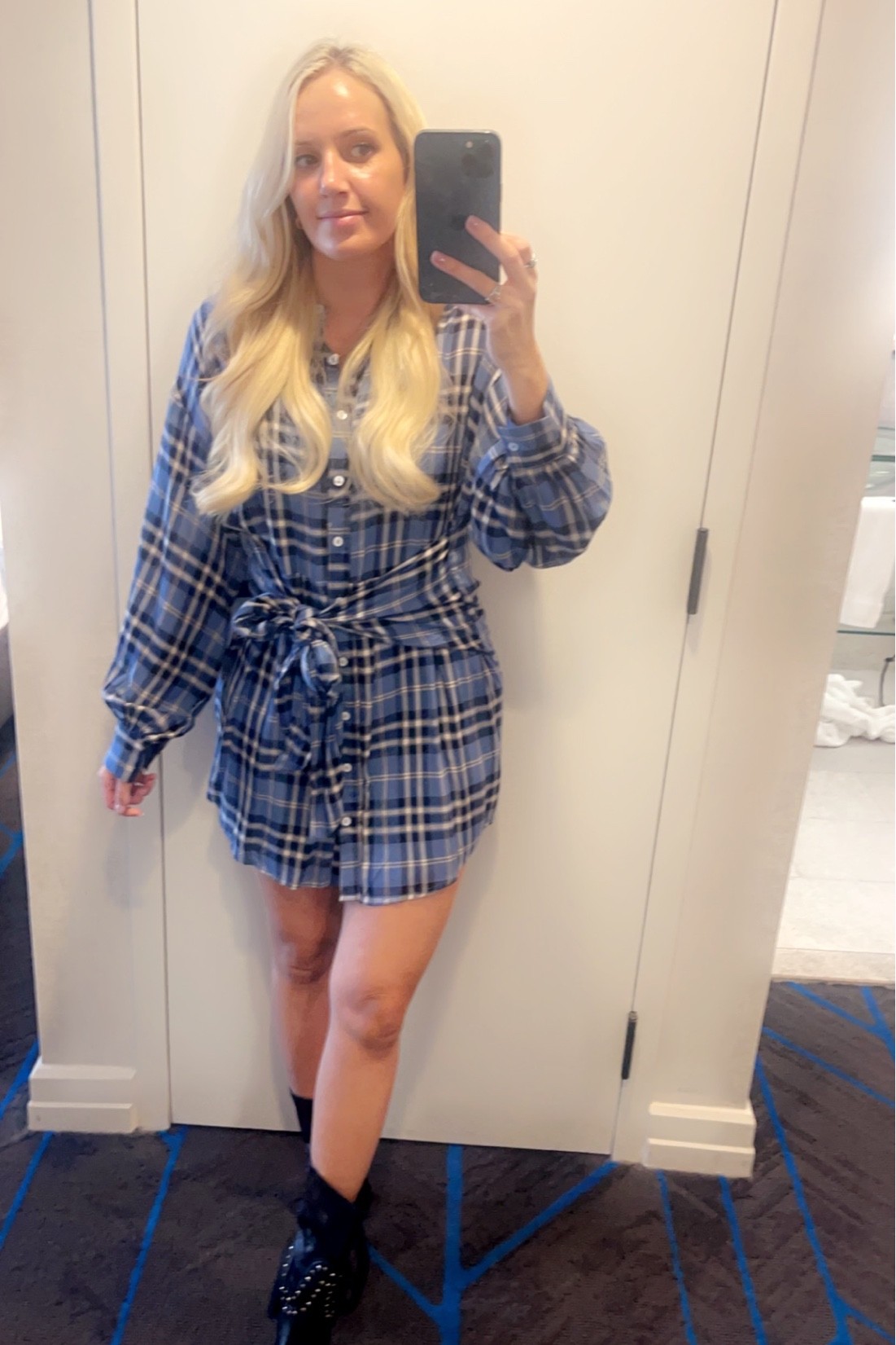 Flannel tie front plaid dress with studded black booties. Perfect for the fall, winter or a trip to Nashville
Wearing size small 💙

Country concert outfit 
Fall outfit
Winter flannel 
Cowboy boot alternative 
Studded booties
Nashville outfit 
Southern outfit 

#LTKstyletip #LTKtravel #LTKunder50