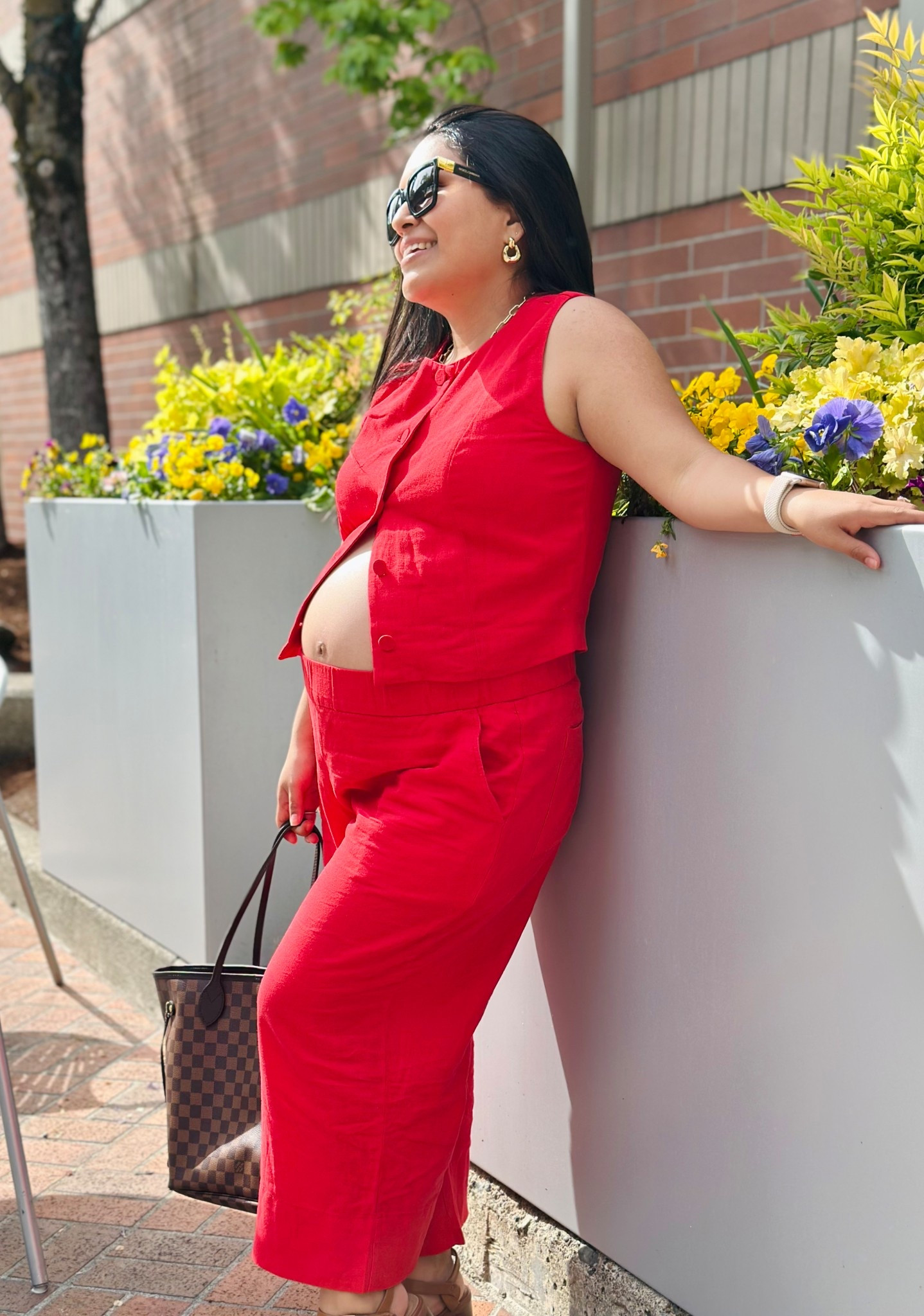 Red linen set for spring and summer! 
Vest size medium 
Pants size small
#bumpfriendlyoutfit #pregnancyoutfit 

#LTKSeasonal #LTKPetite #LTKBump