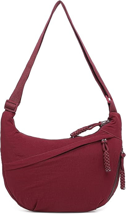 Crescent Crossbody Bags for Women Nylon Slouchy Sling Hobo Bag,Spacious Dumpling Shoulder Handbag... | Amazon (US)