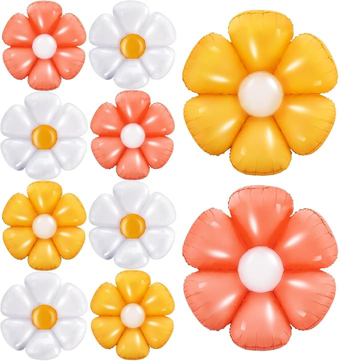 10 Pcs Daisy Balloon 28 Inch Flower Balloons Boho Groovy Party Decor for Boho Daisy Themed Birthd... | Amazon (US)