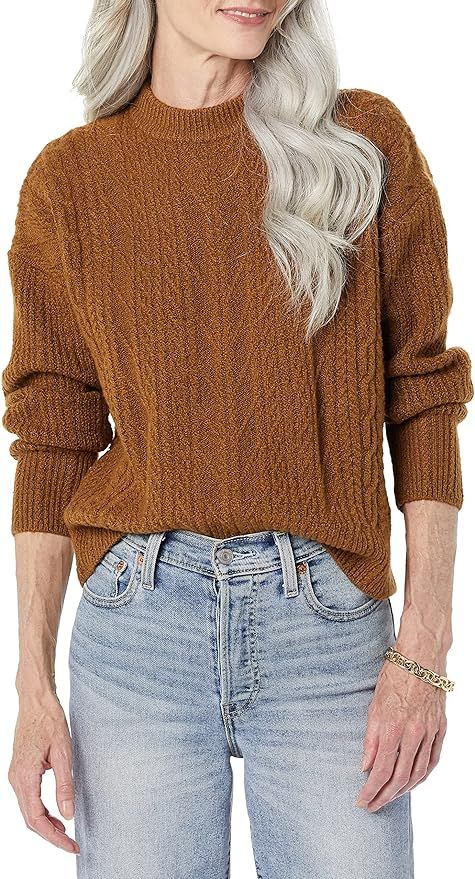 Amazon.com: Amazon Essentials Women's Soft-Touch Modern Cable Crewneck Sweater (Available in Plus... | Amazon (US)