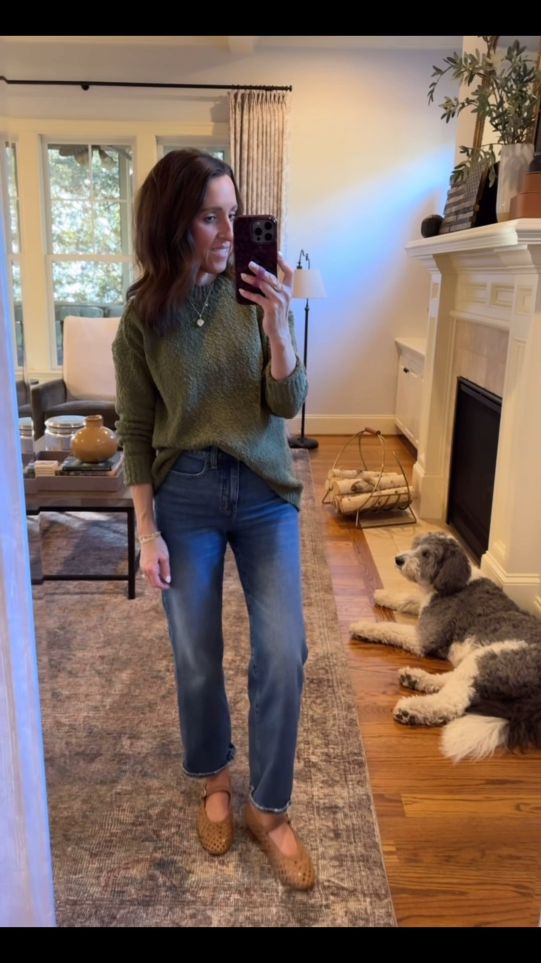 In between season outfit. Outfit of the day. What I’m wearing. Nordstrom textured sweater. Mary Jane flat. 
Sweater XS. Jeans down 1 size, 24. Flats TTS. 

#LTKOver40 #LTKSeasonal #LTKootd