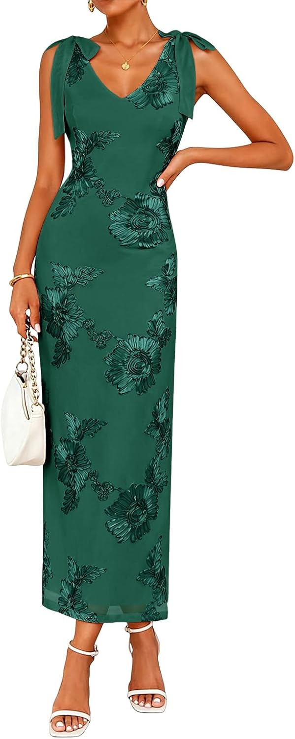 Lazysmile Womens Floral Embroidered Maxi Cocktail Wedding Guest Dress | Amazon (US)
