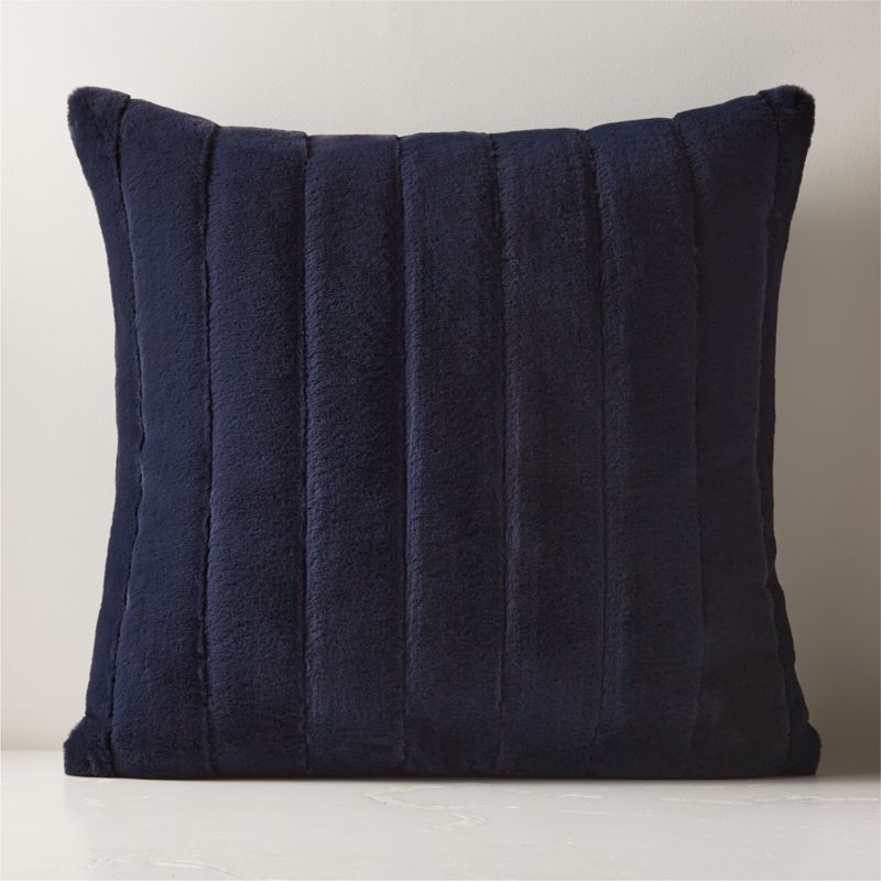 Channel Navy Faux Fur Modern Throw Pillow with Feather-Down Insert 23" + Reviews | CB2 | CB2