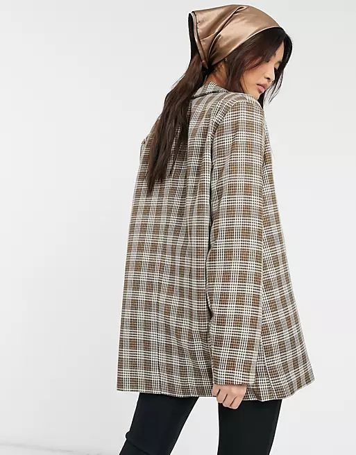 Urban Threads oversized blazer in brown check | ASOS (Global)