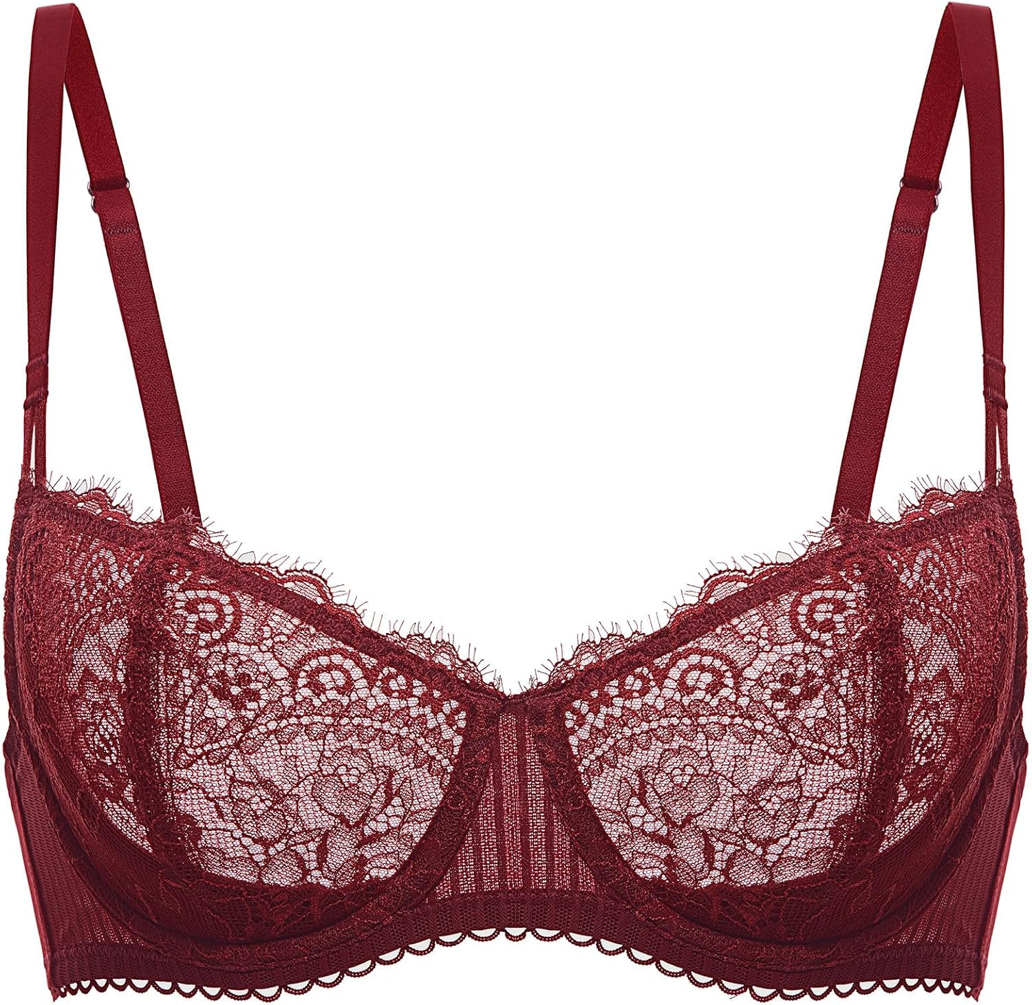 DOBREVA Women's Eyelash Lace Balconette Push Up Bra | Amazon (US)