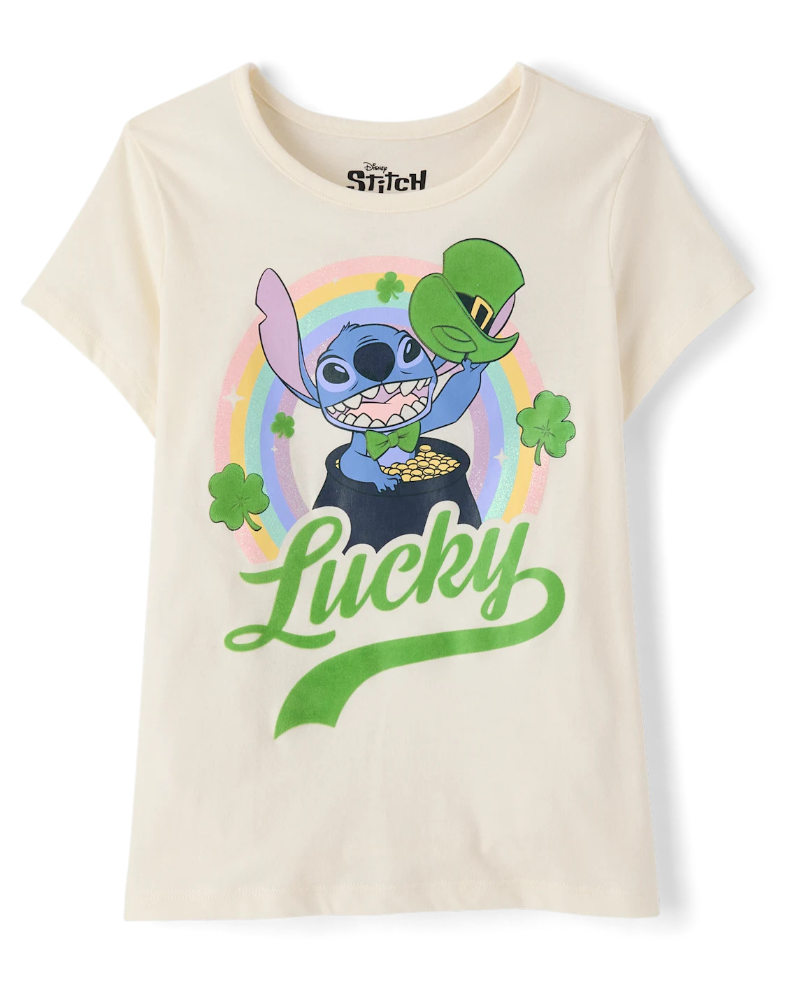 Girls Stitch™ St. Patrick's Day Lucky Graphic Tee - white | The Children's Place