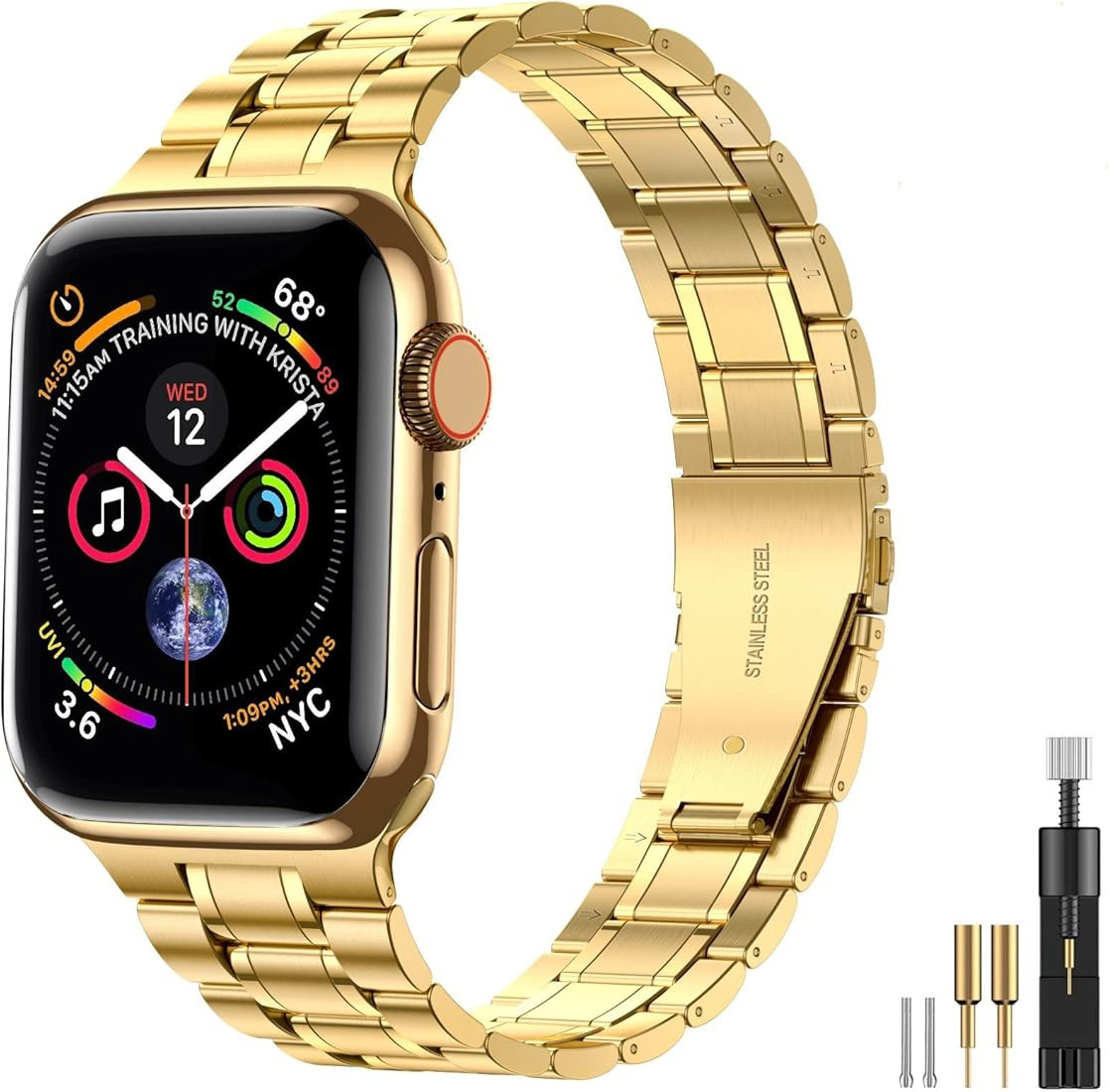 Suplink Metal Stainless Steel Watch Band Compatible with Apple Watch Bands 45mm 44mm 42mm 41mm 40... | Amazon (US)