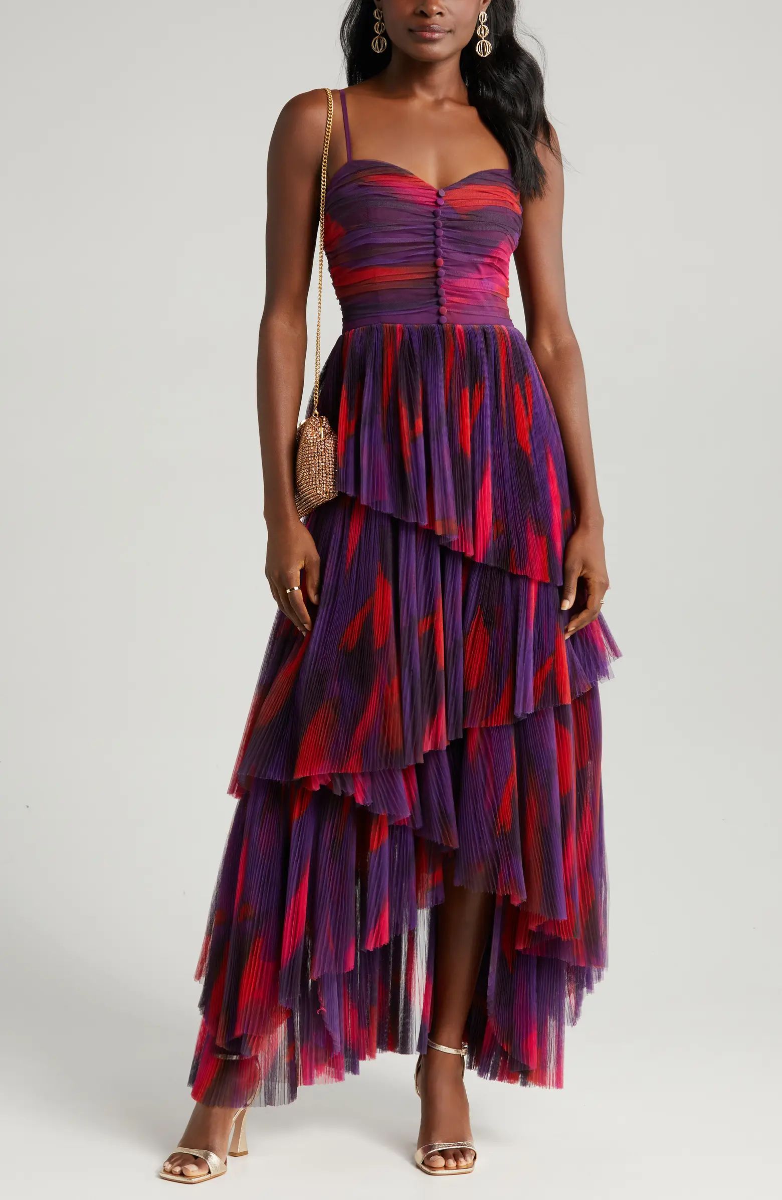 Akila Pleated Tiered Gown | Nordstrom