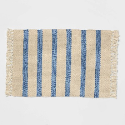 34" x 20" Jute Striped Kitchen Rug Blue - Threshold™ | Target