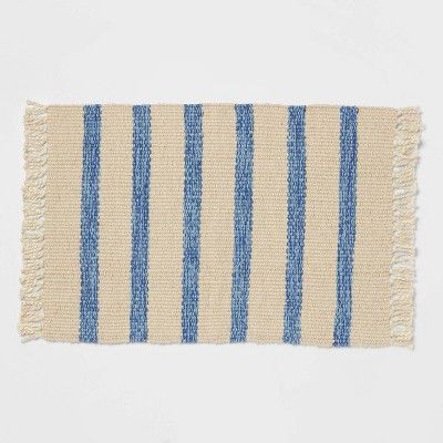 34" x 20" Jute Striped Kitchen Rug Blue - Threshold™ | Target