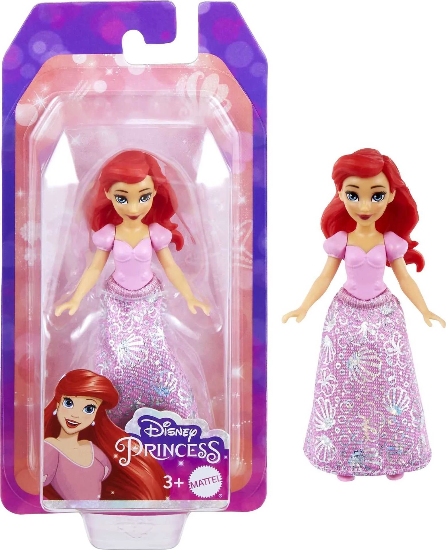 Disney Princess Ariel Small Doll, Red Hair & Blue Eyes, Signature Look with Pink Gown | Walmart (US)