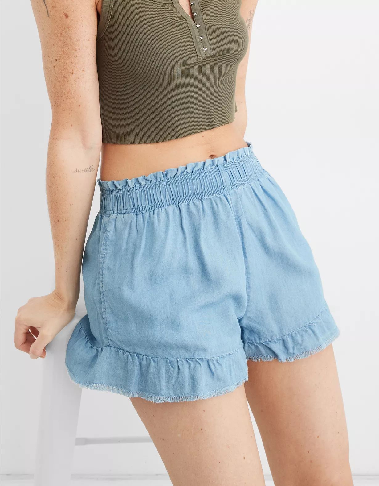 Aerie High Waisted Ruffle Short | American Eagle Outfitters (US & CA)