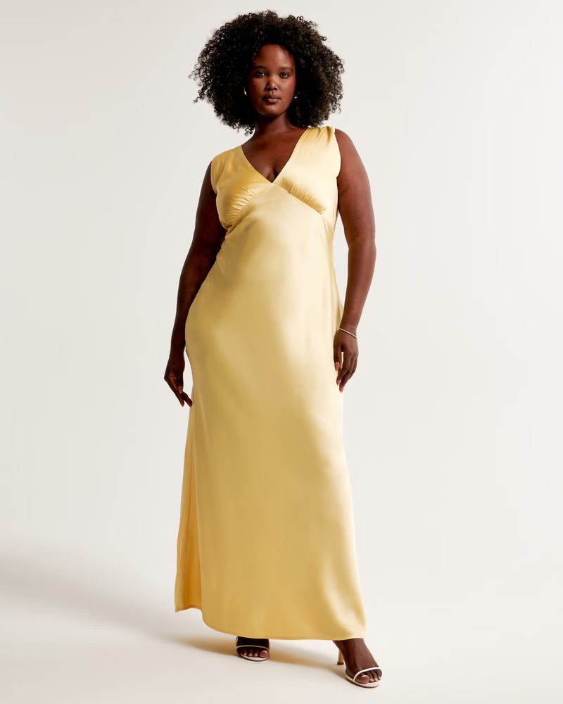 Women's Plunge Cowl Back Maxi Dress | Women's Dresses & Jumpsuits | Abercrombie.com | Abercrombie & Fitch (US)