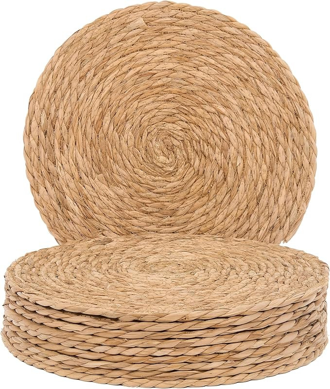 GENMOUS Woven Placemats Set of 10,12" Round Placemats Natural Water Hyacinth Boho Placemats,Farmh... | Amazon (US)