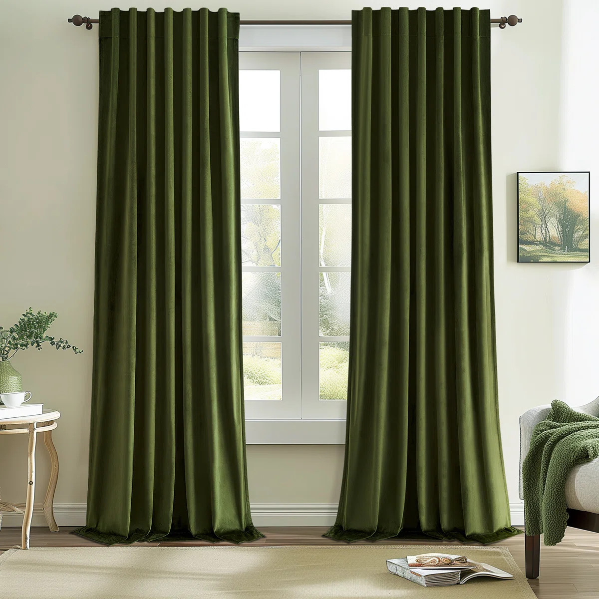 Ike Velvet 100% Blackout Curtains , Back Tab Hooks Drapes,Room Darking Thermal Insulated Drapes(S... | Wayfair North America