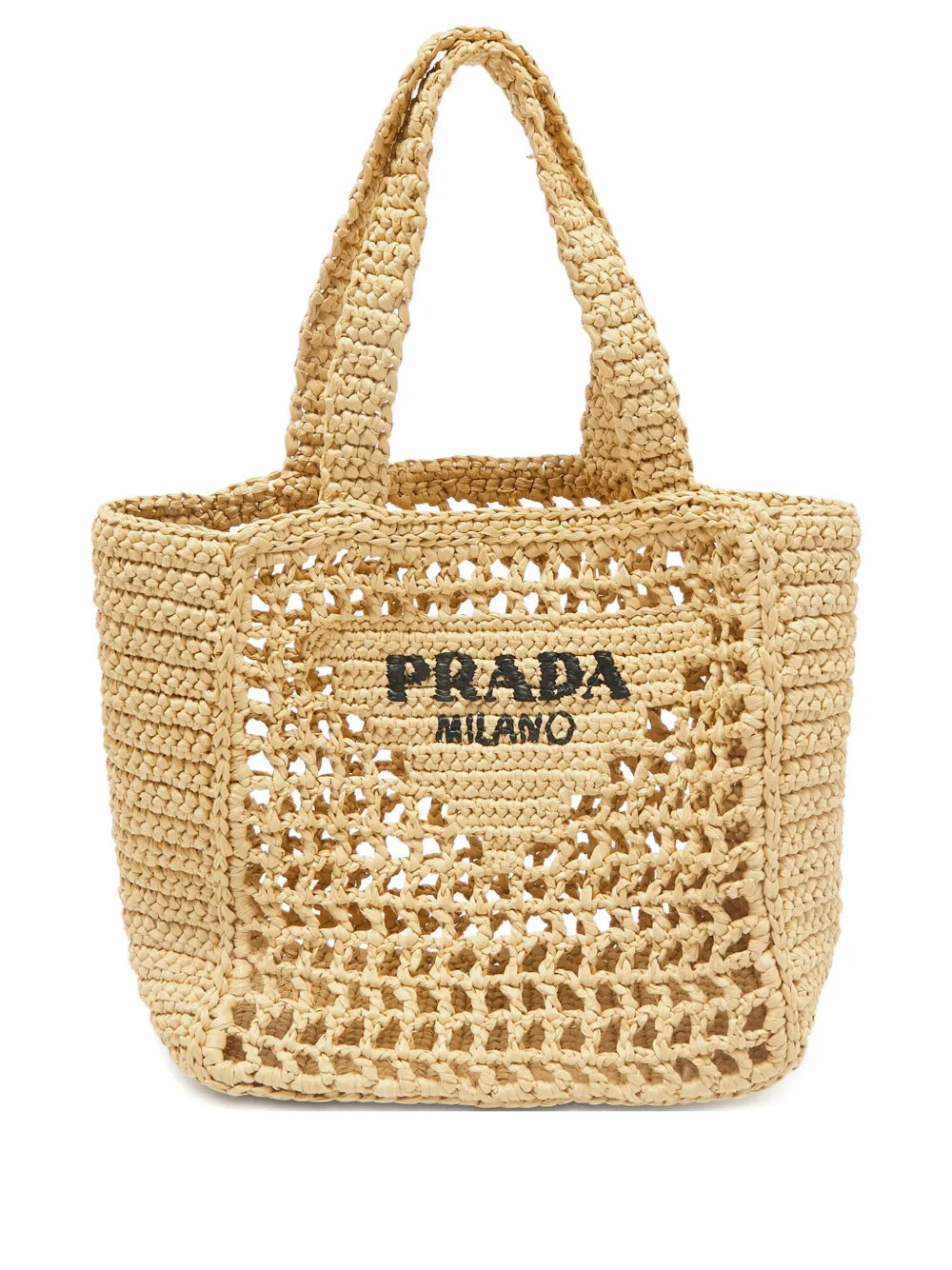Prada Pre-Owned crochet straw tote bag - Neutrals | Farfetch Global