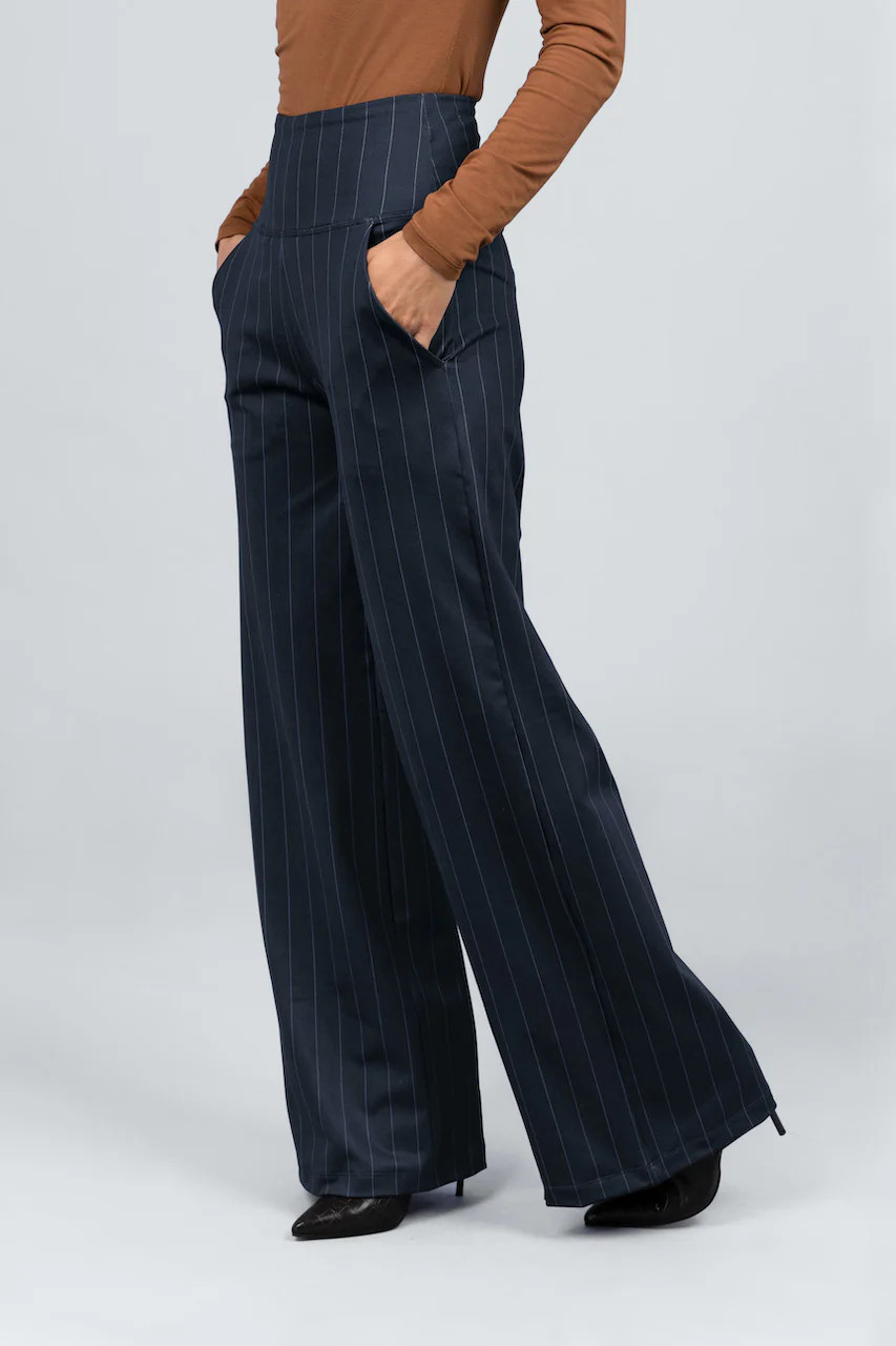 High Waist Wide Leg Pant - Elegant Pinstripe | KiraGrace - KIRAGRACE | KIRAGRACE