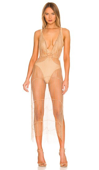 x REVOLVE Zayd Chain Dress in Gold | Revolve Clothing (Global)