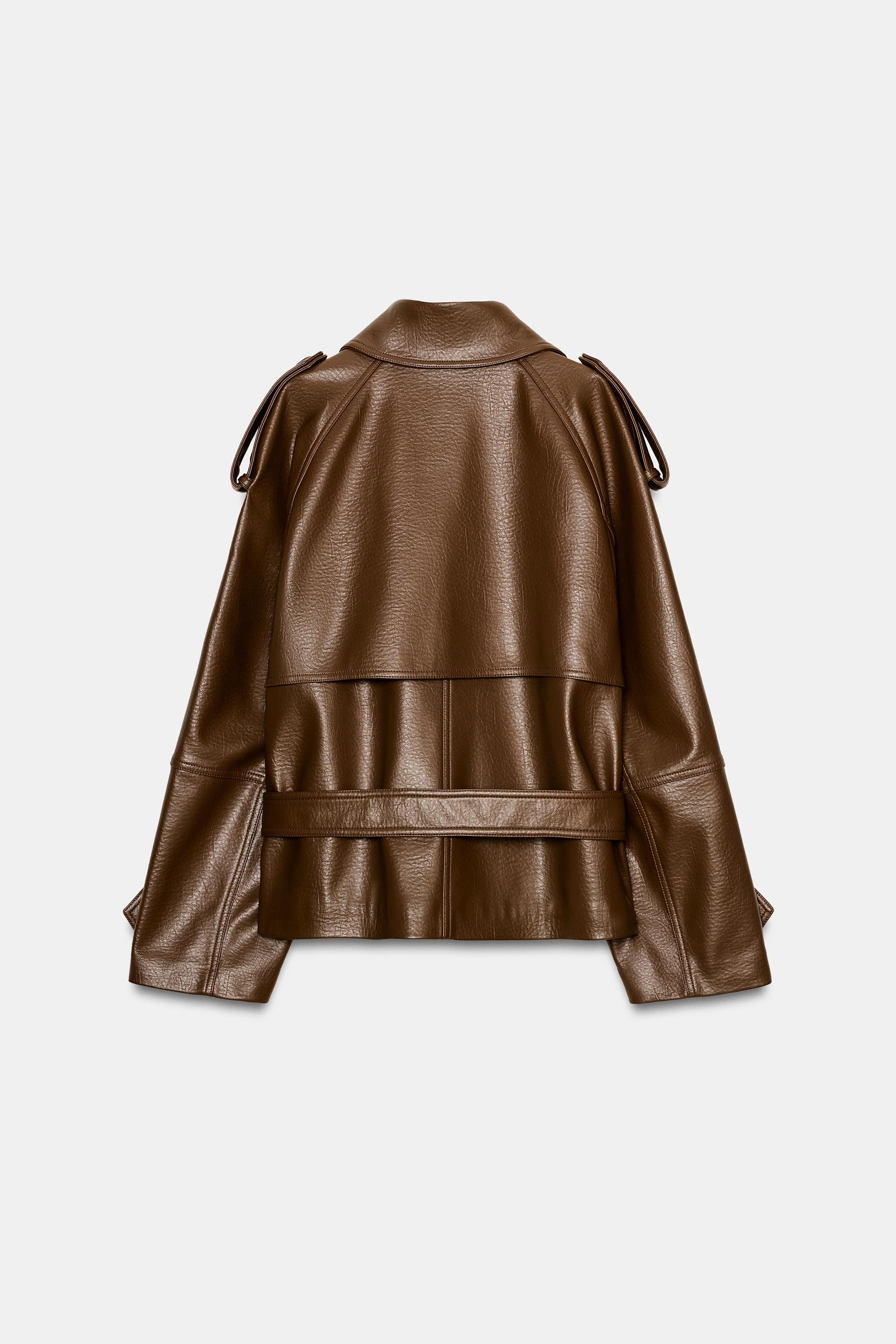 FAUX LEATHER SHORT TRENCH COAT | Zara US