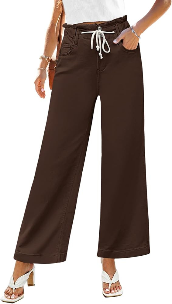 GRAPENT Wide Leg Jeans for Women Stretch High Wasited Elastic Waist Bell Bottom Baggy Y2K Pants | Amazon (US)