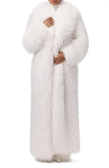 Naked Wardrobe Faux Shearling Coat in Bone at Nordstrom Rack, Size X-Small | Nordstrom Rack