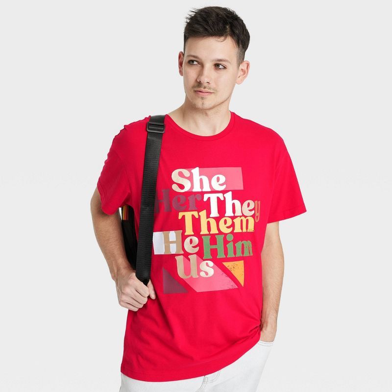 Pride Adult Pronouns Short Sleeve T-Shirt - Red | Target
