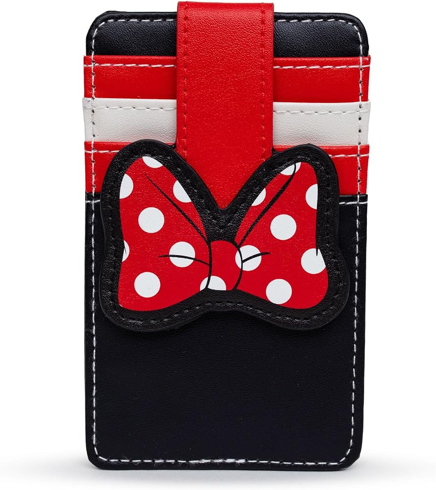 Buckle-Down Disney Wallet, Character Wallet ID Card Holder, Minnie Mouse Bow Red Black White, Veg... | Amazon (US)