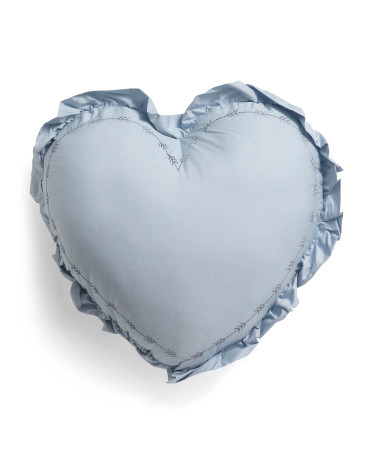 19x20 Sateen Ruffle Heart Pillow | TJ Maxx